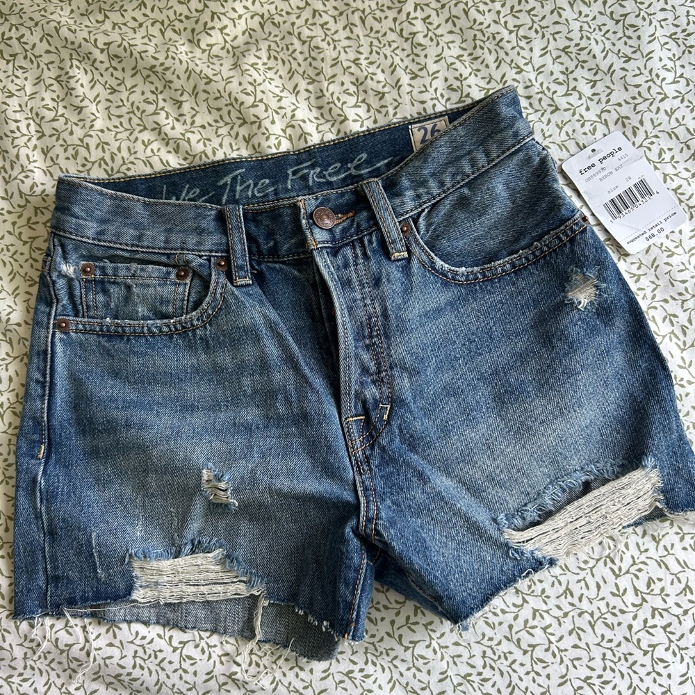 Free People Women's Blue Denim Shorts